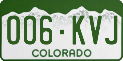 CO license plate 006KVJ