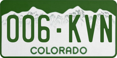 CO license plate 006KVN