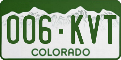 CO license plate 006KVT
