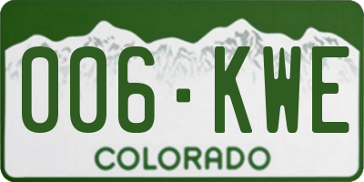 CO license plate 006KWE