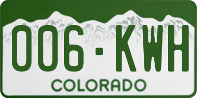 CO license plate 006KWH