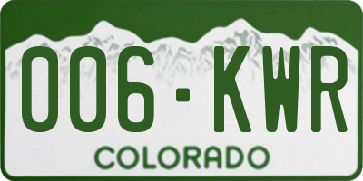 CO license plate 006KWR
