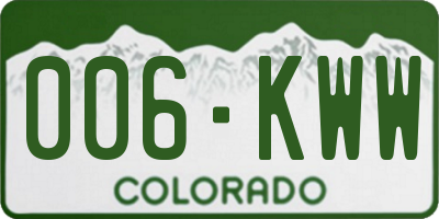 CO license plate 006KWW