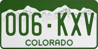 CO license plate 006KXV