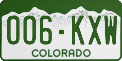 CO license plate 006KXW
