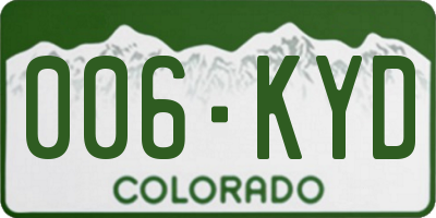 CO license plate 006KYD