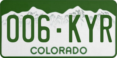 CO license plate 006KYR