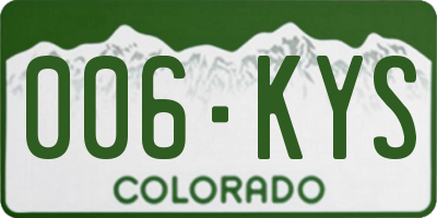 CO license plate 006KYS