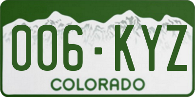 CO license plate 006KYZ