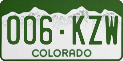 CO license plate 006KZW