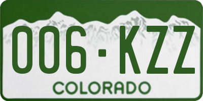 CO license plate 006KZZ