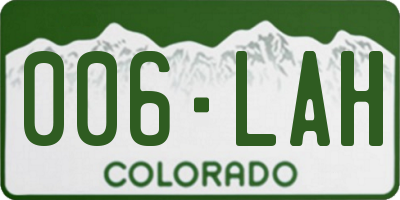 CO license plate 006LAH