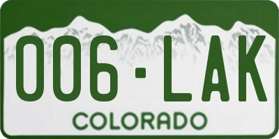 CO license plate 006LAK