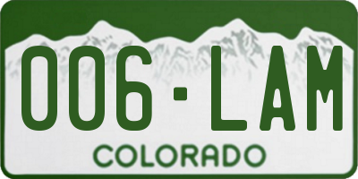 CO license plate 006LAM