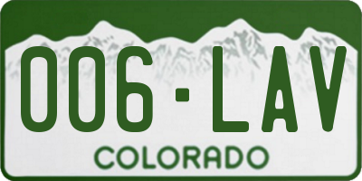 CO license plate 006LAV