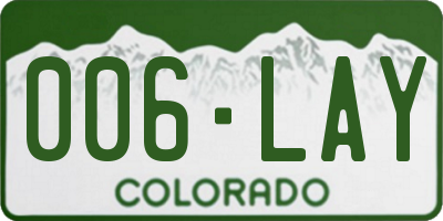 CO license plate 006LAY