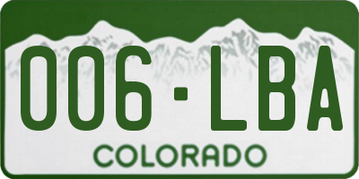 CO license plate 006LBA