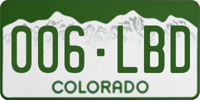 CO license plate 006LBD