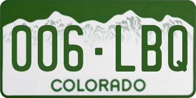 CO license plate 006LBQ