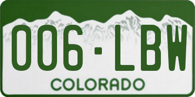 CO license plate 006LBW