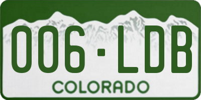 CO license plate 006LDB