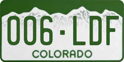 CO license plate 006LDF