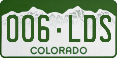 CO license plate 006LDS