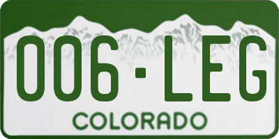 CO license plate 006LEG
