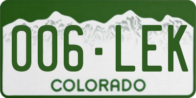 CO license plate 006LEK