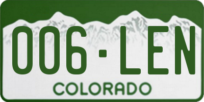 CO license plate 006LEN