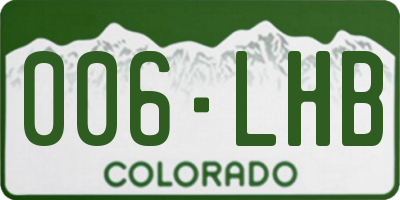 CO license plate 006LHB