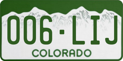 CO license plate 006LIJ