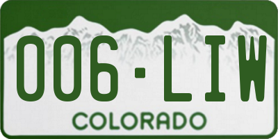 CO license plate 006LIW