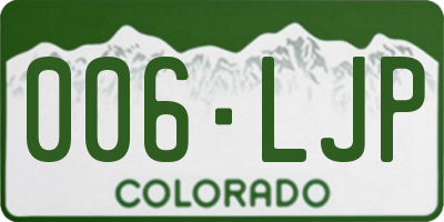 CO license plate 006LJP