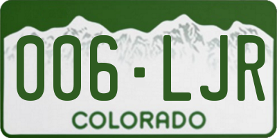CO license plate 006LJR