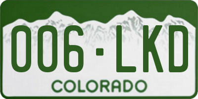 CO license plate 006LKD