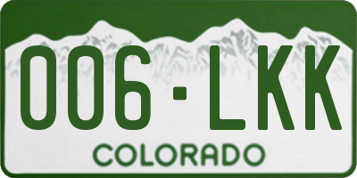 CO license plate 006LKK