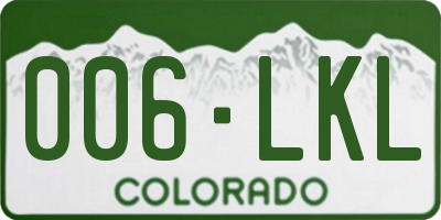 CO license plate 006LKL