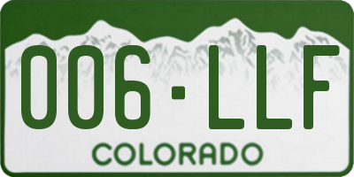 CO license plate 006LLF