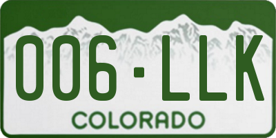 CO license plate 006LLK