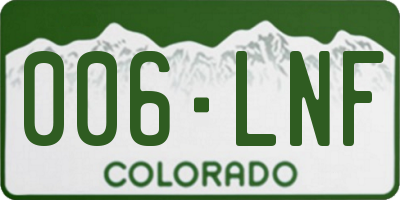CO license plate 006LNF