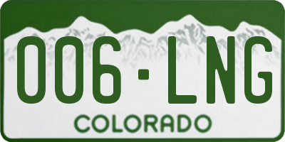 CO license plate 006LNG