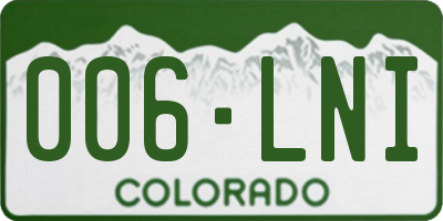 CO license plate 006LNI
