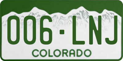 CO license plate 006LNJ