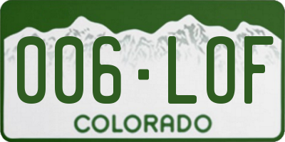 CO license plate 006LOF