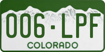CO license plate 006LPF