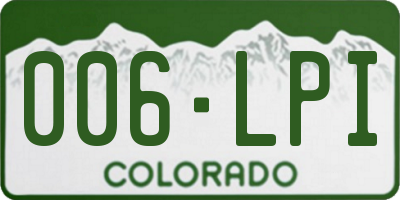 CO license plate 006LPI