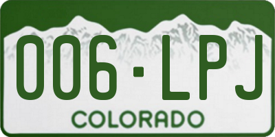 CO license plate 006LPJ