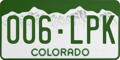 CO license plate 006LPK