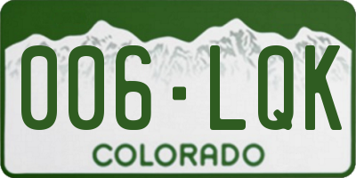 CO license plate 006LQK